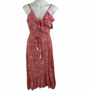 Beachgold Hibiscus Pink White Maxi Wrap Dress
